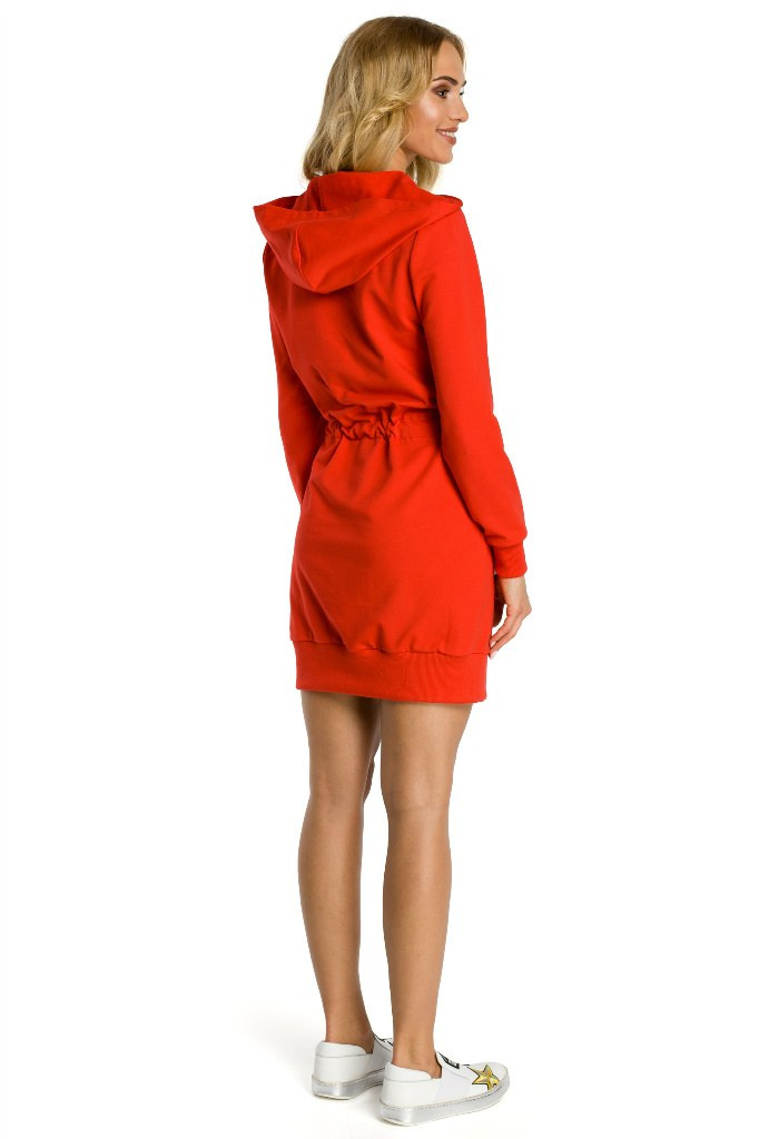 Sukienka mini - Z kapturem - czerwona